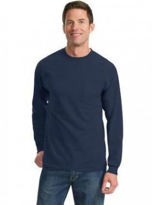 100% Cotton Long Sleeve T-Shirt with Pocket