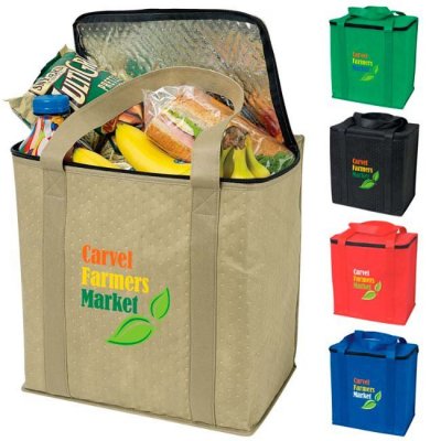 12.75" x 13.5" x 9" Zippered Insulated Grocery Tote