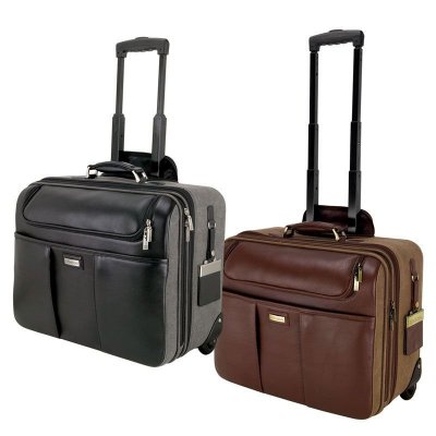 Brown Napa Leather/Canvas Trolley Case