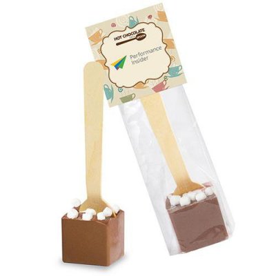 Hot Chocolate on a Spoon in Header Bag  - Belgian Milk Chocolate with Marshmallows