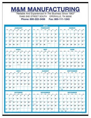 Single Sheet Wall Calendar - Full Year View 2021