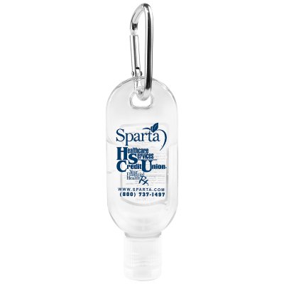 1 oz Sanitizer Antibacterial Gel in Flip-Top Bottle with Carabiner