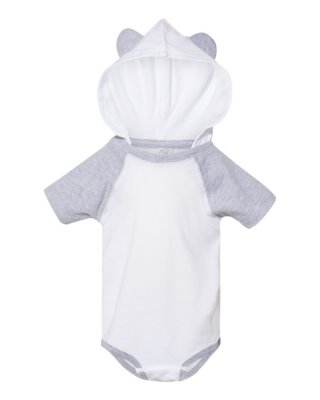 Rabbit Skins - Fine Jersey Infant Short Sleeve Raglan Bodysuit with Hood & Ears