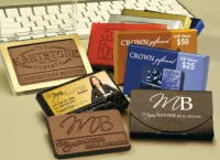 Engraved Milk or Dark Chocolate Business Cards in Imprinted Box 2" x 3"