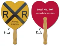Hand Fan - 8.5x8 Heart Shaped Laminated