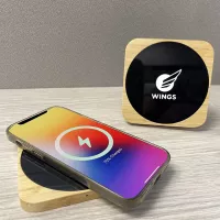 Sona Square Bamboo Light Up Wireless Charger