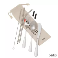 Perka Castellana 6-Piece Steel Straw & Utensil Set