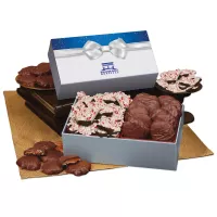 Peppermint Bark & Pecan Clusters in Gift Box with Bow Sleeve