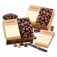 Beech Post-it® Note Holder with Chocolate Covered Almonds
