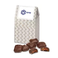 Silver & Gold Geometric Gable Top Gift Box w/Chocolate Sea Salt Caramels