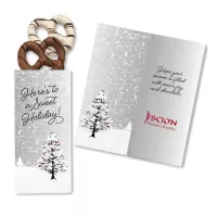 One Color Foil-Stamped Stock Cardinals Sweeter Cards with Chocolate Dipped Pretzels