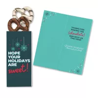 One Color Foil-Stamped Stock Holiday Sentiment Sweeter Cards with Chocolate Dipped Pretzels