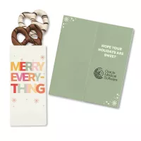 One Color Foil-Stamped Stock Holiday Sentiment Sweeter Cards with Chocolate Dipped Pretzels
