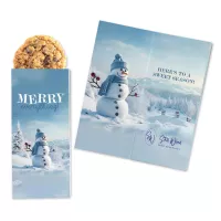 One Color Foil-Stamped Stock Snowman Sweeter Cards with Oatmeal Raisin Cookies