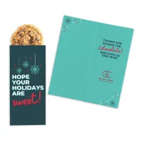 One Color Foil-Stamped Stock Holiday Sentiment Sweeter Cards with Oatmeal Raisin Cookies