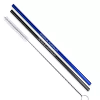 Straight Stainless Steel Straws: Set of 2" Black, Blue, and/or Rainbow