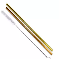 Straight Stainless Steel Straws: Set of 2" Gold and/or Copper