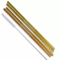 Straight Stainless Steel Straws: Set of 4" Gold and/or Copper