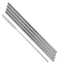 Straight Stainless Steel Straws: Set of 4" Silver