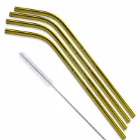 Bent Stainless Steel Straws: Set of 4" Gold and/or Copper