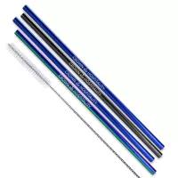 Straight Stainless Steel Straws: Set of 4" Black, Blue, and/or Rainbow