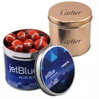 Round Tin w/Chocolate Footballs
