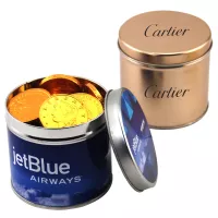 Round Tin w/Chocolate Coins