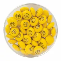 Small Round Acrylic with Chocolate Button Emojis