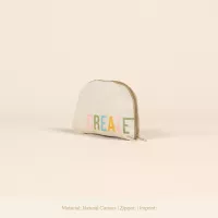 Natural Canvas Glam Clam Pouch