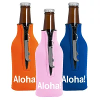 Zipper Bottle Coolie Cover w/Blank Bottle Opener (1 Color)