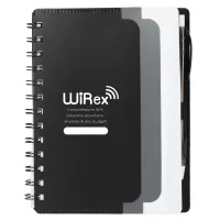 5'' x 7'' Recycled Dual Pocket Spiral Notebook w Pen
