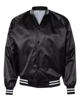 Augusta Sportswear® Satin Baseball Jacket w/Striped Trim