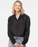 Independent Trading Co.® Women's Lightweight Quarter-Zip Pullover Crop Windbreaker Jacket