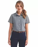 ARTISAN COLLECTION BY REPRIME Ladies' Microcheck Gingham Short-Sleeve Cotton Shirt