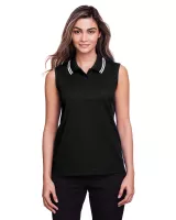 Devon and Jones CrownLux Performance? Ladies' Plaited Tipped Sleeveless Polo