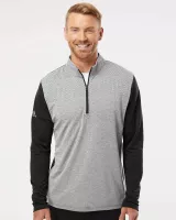 Adidas® Men's Heather Block Print Quarter Zip Pullover Shirt