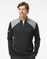 Adidas® Textured Mixed Media Quarter Zip Pullover