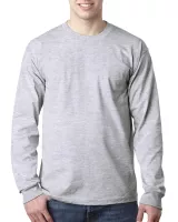 BAYSIDE Adult USA Made Heavyweight Long-Sleeve Pocket T-Shirt