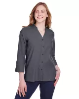 Devon and Jones Ladies' Crown Collection® Stretch Pinpoint Chambray Three-Quarter Sleeve Blouse