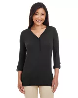 Devon and Jones Ladies' Perfect Fit™ Y-Placket Convertible Sleeve Knit Top