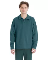 Hanes® ComfortWash™ Unisex Garment-Dyed Polo Collar Sweatshirt