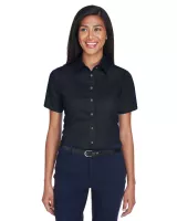 Harriton Women's Easy Blend™ Short Sleeve Twill Dress Shirt w/Stain-Release