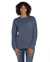 COMFORT WASH Unisex Garment-Dyed Long-Sleeve T-Shirt with Pocket