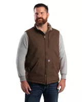 Berne Apparel Men's Heartland Sherpa-Lined Washed Duck Vest