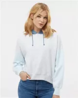 MV Sport® Women's Sueded Fleece Colorblocked Crop Hooded Sweatshirt