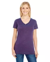 THREADFAST Ladies' Cross Dye Short-Sleeve V-Neck T-Shirt