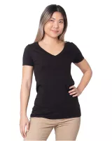 BAYSIDE Ladies' USA Made Fine Jersey V-Neck T-Shirt