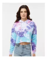 COLORTONE® Women's Tie-Dyed Crop Hooded Sweatshirt