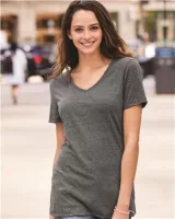Jerzees® Women's Snow Heather Jersey V-Neck T-Shirt