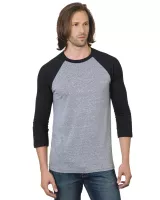 BAYSIDE Unisex Three-Quarter Sleeve Raglan T-Shirt